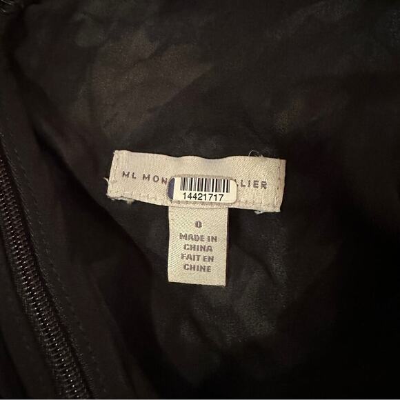 RTR ML Monique Lhuillier Melanie Black White & Blue Floral Maxi Dress Sz 0 - Picture 6 of 14